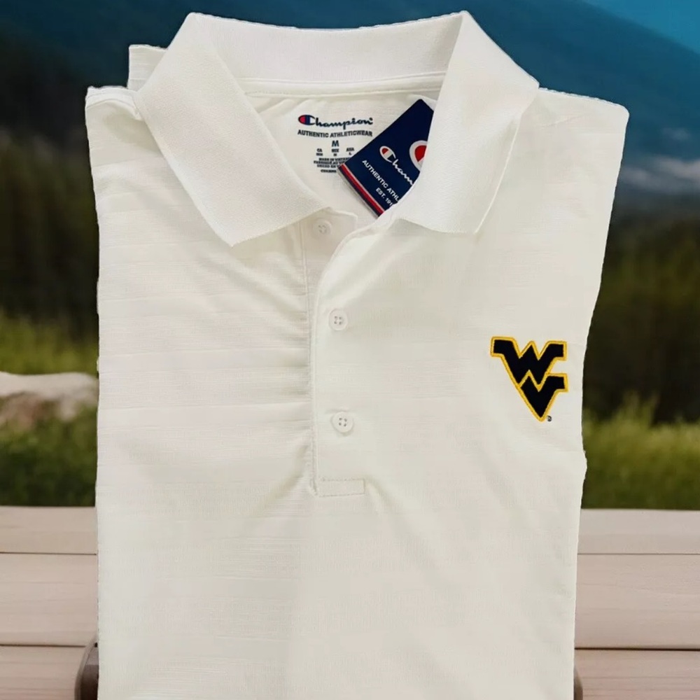 NWT-West Virginia Mountaineers Champion Men's Polo Shirt White Size M